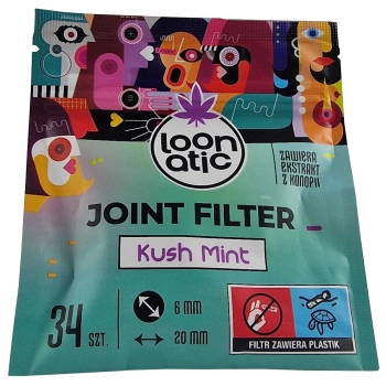 Filtry LOONATIC Slim Joint Filter Kush Mint 34 szt opakowania