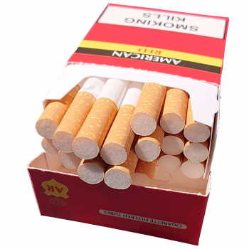 100 x Paczki opakowania na papierosy gilzy American Red z fajkami