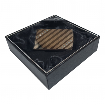 Zapalniczka płomienna szare paski na prezent w pudełku