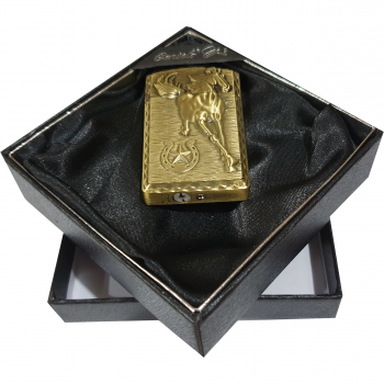 Zapalniczka metalowa żarowa złota KOŃ podkowa opakowanie