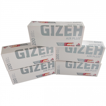 5 x Gilzy Gizeh Air Plus 200 szt do papierosów bokiem