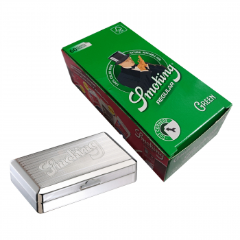 Bibułka Smoking Green 50 sztuk + Srebrne pudełko na tytoń smoking